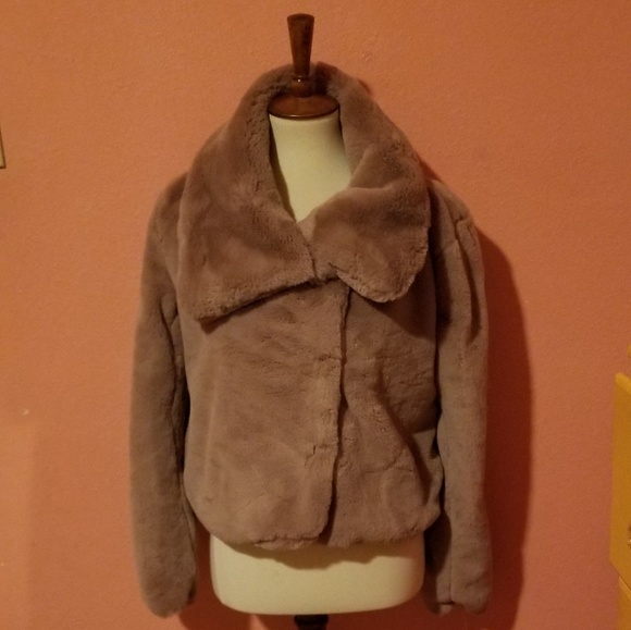 TIMING Mauve Plush Faux Fur Glam Peacoat - Picture 2 of 8